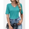 image:imageANRABESS Womens Half Sleeve Tops V Neck Shirts  Comfy Soft Basic Fit Tee Business Casual Work Daily Wear TShirts Summer Spring Trendy ClothesCyan