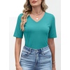 image:imageANRABESS Womens Half Sleeve Tops V Neck Shirts  Comfy Soft Basic Fit Tee Business Casual Work Daily Wear TShirts Summer Spring Trendy ClothesCyan