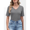 image:imageANRABESS Womens Half Sleeve Tops V Neck Shirts  Comfy Soft Basic Fit Tee Business Casual Work Daily Wear TShirts Summer Spring Trendy ClothesDeep Gray
