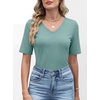 image:imageANRABESS Womens Half Sleeve Tops V Neck Shirts  Comfy Soft Basic Fit Tee Business Casual Work Daily Wear TShirts Summer Spring Trendy ClothesGray Green