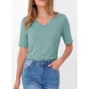 image:imageANRABESS Womens Half Sleeve Tops V Neck Shirts  Comfy Soft Basic Fit Tee Business Casual Work Daily Wear TShirts Summer Spring Trendy ClothesGray Green