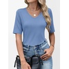 image:imageANRABESS Womens Half Sleeve Tops V Neck Shirts  Comfy Soft Basic Fit Tee Business Casual Work Daily Wear TShirts Summer Spring Trendy ClothesSky Blue