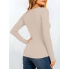 image:imageANRABESS Womens Long Sleeve Built in Bra Tops  V Neck Slim Fitted T Shirts Stretchy Ribbed Knit Basic Tee Going Out Work Outfits 2026 Casual Trendy Fall Winter LayeringBeige