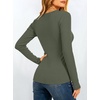 image:imageANRABESS Womens Long Sleeve Built in Bra Tops  V Neck Slim Fitted T Shirts Stretchy Ribbed Knit Basic Tee Going Out Work Outfits 2026 Casual Trendy Fall Winter LayeringArmy Green