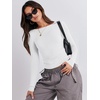 image:imageANRABESS Womens Long Sleeve Shirts Built in Bra Double Lined Top  Slim Fit Crew Neck Basic Tee Soft Comfy Breathable Casual Wear Going Out Travel Daily Spring Fall Layer Trendy OutfitsWhite