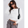 image:imageANRABESS Womens Long Sleeve Shirts Built in Bra Double Lined Top  Slim Fit Crew Neck Basic Tee Soft Comfy Breathable Casual Wear Going Out Travel Daily Spring Fall Layer Trendy OutfitsWhite