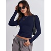 image:imageANRABESS Womens Long Sleeve Shirts Built in Bra Double Lined Top  Slim Fit Crew Neck Basic Tee Soft Comfy Breathable Casual Wear Going Out Travel Daily Spring Fall Layer Trendy OutfitsNavy Blue