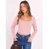 image:imageANRABESS Womens Long Sleeve Square Neck Crop Top Ribbed Slim Fitted Basic Tee Layer Y2K Shirts Fall Fashion Outfits 2026Bright Pink