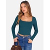 image:imageANRABESS Womens Long Sleeve Square Neck Crop Top Ribbed Slim Fitted Basic Tee Layer Y2K Shirts Fall Fashion Outfits 2026Indigo