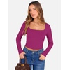 image:imageANRABESS Womens Long Sleeve Square Neck Crop Top Ribbed Slim Fitted Basic Tee Layer Y2K Shirts Fall Fashion Outfits 2026Purple Red