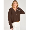 image:imageANRABESS Womens Oversized Crop Cardigan Chunky Knit Sweater  Button Down Open Front V Neck Long Sleeve Sweaters Cozy Soft Dropshoulder fit 2026 Fall Winter Work Vacation OutfitsCoffee
