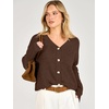 image:imageANRABESS Womens Oversized Crop Cardigan Chunky Knit Sweater  Button Down Open Front V Neck Long Sleeve Sweaters Cozy Soft Dropshoulder fit 2026 Fall Winter Work Vacation OutfitsCoffee