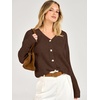 image:imageANRABESS Womens Oversized Crop Cardigan Chunky Knit Sweater  Button Down Open Front V Neck Long Sleeve Sweaters Cozy Soft Dropshoulder fit 2026 Fall Winter Work Vacation OutfitsCoffee