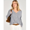 image:imageANRABESS Womens Oversized Crop Cardigan Chunky Knit Sweater  Button Down Open Front V Neck Long Sleeve Sweaters Cozy Soft Dropshoulder fit 2026 Fall Winter Work Vacation OutfitsGrey