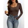 image:imageANRABESS Womens Square Neck Long Sleeve Shirts Double Lined Fall Tops  Soft Comfy Stretchy Fitted Basic Tee Shirts Going Out Work amp Casual BodyHugging Fit Fashion Layering BaseCoffee