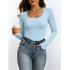 image:imageANRABESS Womens Square Neck Long Sleeve Shirts Double Lined Fall Tops  Soft Comfy Stretchy Fitted Basic Tee Shirts Going Out Work amp Casual BodyHugging Fit Fashion Layering BaseLight Blue