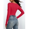 image:imageANRABESS Womens Square Neck Long Sleeve Shirts Double Lined Fall Tops  Soft Comfy Stretchy Fitted Basic Tee Shirts Going Out Work amp Casual BodyHugging Fit Fashion Layering BaseRed