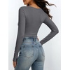image:imageANRABESS Womens Square Neck Long Sleeve Shirts Double Lined Fall Tops  Soft Comfy Stretchy Fitted Basic Tee Shirts Going Out Work amp Casual BodyHugging Fit Fashion Layering BaseGrey