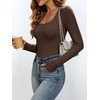 image:imageANRABESS Womens Square Neck Long Sleeve Shirts Double Lined Fall Tops  Soft Comfy Stretchy Fitted Basic Tee Shirts Going Out Work amp Casual BodyHugging Fit Fashion Layering BaseCoffee