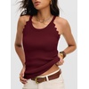 image:imageANRABESS Womens Summer Tank Tops Sleeveless Ribbed Camisole  Spaghetti Strap Cami Sweater Soft Lightweight Slim Knit Casual Beach Vacation Travel Office Clothes Spring Fall LayeringDeep Red