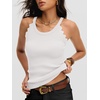 image:imageANRABESS Womens Summer Tank Tops Sleeveless Ribbed Camisole  Spaghetti Strap Cami Sweater Soft Lightweight Slim Knit Casual Beach Vacation Travel Office Clothes Spring Fall LayeringWhite