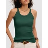 image:imageANRABESS Womens Summer Tank Tops Sleeveless Ribbed Camisole  Spaghetti Strap Cami Sweater Soft Lightweight Slim Knit Casual Beach Vacation Travel Office Clothes Spring Fall LayeringDeep Green