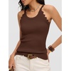 image:imageANRABESS Womens Summer Tank Tops Sleeveless Ribbed Camisole  Spaghetti Strap Cami Sweater Soft Lightweight Slim Knit Casual Beach Vacation Travel Office Clothes Spring Fall LayeringRed Brown
