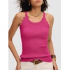 image:imageANRABESS Womens Summer Tank Tops Sleeveless Ribbed Camisole  Spaghetti Strap Cami Sweater Soft Lightweight Slim Knit Casual Beach Vacation Travel Office Clothes Spring Fall LayeringHot Pink