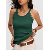 image:imageANRABESS Womens Summer Tank Tops Sleeveless Ribbed Camisole  Spaghetti Strap Cami Sweater Soft Lightweight Slim Knit Casual Beach Vacation Travel Office Clothes Spring Fall LayeringDeep Green