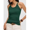 image:imageANRABESS Womens Summer Tank Tops Sleeveless Ribbed Camisole  Spaghetti Strap Cami Sweater Soft Lightweight Slim Knit Casual Beach Vacation Travel Office Clothes Spring Fall LayeringDeep Green