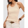 image:imageANRABESS Womens Summer Tank Tops Sleeveless Ribbed Camisole  Spaghetti Strap Cami Sweater Soft Lightweight Slim Knit Casual Beach Vacation Travel Office Clothes Spring Fall LayeringApricot
