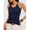 image:imageANRABESS Womens Summer Tank Tops Sleeveless Ribbed Camisole  Spaghetti Strap Cami Sweater Soft Lightweight Slim Knit Casual Beach Vacation Travel Office Clothes Spring Fall LayeringNavy Blue