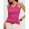 image:imageANRABESS Womens Summer Tank Tops Sleeveless Ribbed Camisole  Spaghetti Strap Cami Sweater Soft Lightweight Slim Knit Casual Beach Vacation Travel Office Clothes Spring Fall LayeringHot Pink