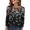 image:imageANRABESS Womens Boat Neck Tops Long Sleeve Shirts  Soft Stretchy Comfort FabricStripedamp FloralDaily Work Going Out TravelDressy CasualFall Winter Outfits ClothesBlcak White Leaf