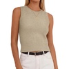 image:imageANRABESS Womens Summer Sleeveless Cropped Sweater Tank Tops  Crew Neck Soft Wool Blend Comfy Business Casual WorkGoing Out Travel VacationFall Spring LayersAlmond