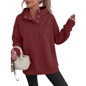image:imageANRABESS Hoodies for Women Henley Collar Oversized Sweatshirt  Long Sleeve Soft Fleece Pullover Tops Loose Fit Snap ButtonCasual Daily for School Office Fall amp Spring ClothingWine Red