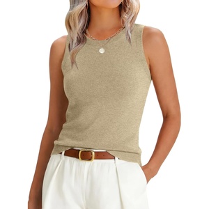 image:imageANRABESS Sleeveless Sweater Tops for Women 2026 Summer Dressy Tank Top Business Casual Outfits Work Shirts Fashion ClothingAlmond