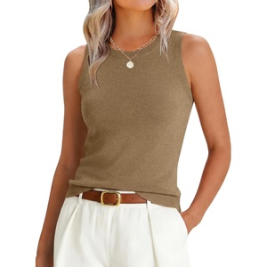 image:imageANRABESS Sleeveless Sweater Tops for Women 2026 Summer Dressy Tank Top Business Casual Outfits Work Shirts Fashion ClothingCamel