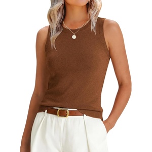 image:imageANRABESS Sleeveless Sweater Tops for Women 2026 Summer Dressy Tank Top Business Casual Outfits Work Shirts Fashion ClothingDark Caramel
