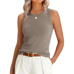 image:imageANRABESS Sleeveless Sweater Tops for Women 2026 Summer Dressy Tank Top Business Casual Outfits Work Shirts Fashion ClothingLight Camel