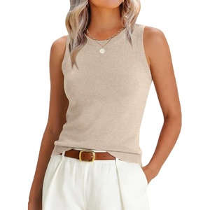 image:imageANRABESS Sleeveless Sweater Tops for Women 2026 Summer Dressy Tank Top Business Casual Outfits Work Shirts Fashion ClothingParchment