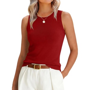 image:imageANRABESS Sleeveless Sweater Tops for Women 2026 Summer Dressy Tank Top Business Casual Outfits Work Shirts Fashion ClothingRed