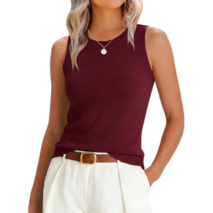 image:imageANRABESS Sleeveless Sweater Tops for Women 2026 Summer Dressy Tank Top Business Casual Outfits Work Shirts Fashion ClothingWine Red