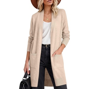image:imageANRABESS Womens Lightweight Open Front Cardigan Sweaters  Long Sleeve Draped V Neck Coat With Pockets Soft Stretchy Knit Work Business Casual Outfits2026 Fall Trendy Travel OutingsAlmond