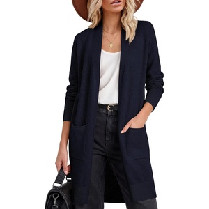 image:imageANRABESS Womens Lightweight Open Front Cardigan Sweaters  Long Sleeve Draped V Neck Coat With Pockets Soft Stretchy Knit Work Business Casual Outfits2026 Fall Trendy Travel OutingsNavy Blue