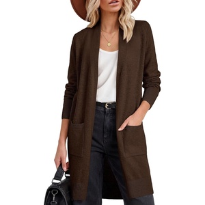 image:imageANRABESS Womens Lightweight Open Front Cardigan Sweaters  Long Sleeve Draped V Neck Coat With Pockets Soft Stretchy Knit Work Business Casual Outfits2026 Fall Trendy Travel OutingsCoffee