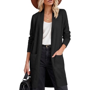 image:imageANRABESS Womens Lightweight Open Front Cardigan Sweaters  Long Sleeve Draped V Neck Coat With Pockets Soft Stretchy Knit Work Business Casual Outfits2026 Fall Trendy Travel OutingsBlack