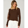 image:imageANRABESS Long Sleeve Sweaters for Women Scalloped Crew Neck  Pullover Waffle Knit Lightweight Cozy Dressy Casual Work Basic Classic Cute Sweater Tops Fall Winter ClothingBrown