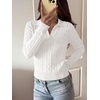 image:imageANRABESS Sweaters for Women Long Sleeve Cropped Polo Shirts  Cable Knit V Neck Collared Pullover Sweater Top Soft Business Casual Work Clothes Daily Wear Casual Fall Winter OutfitsWhite