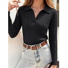 image:imageANRABESS Sweaters for Women Long Sleeve Cropped Polo Shirts  Cable Knit V Neck Collared Pullover Sweater Top Soft Business Casual Work Clothes Daily Wear Casual Fall Winter OutfitsBlack